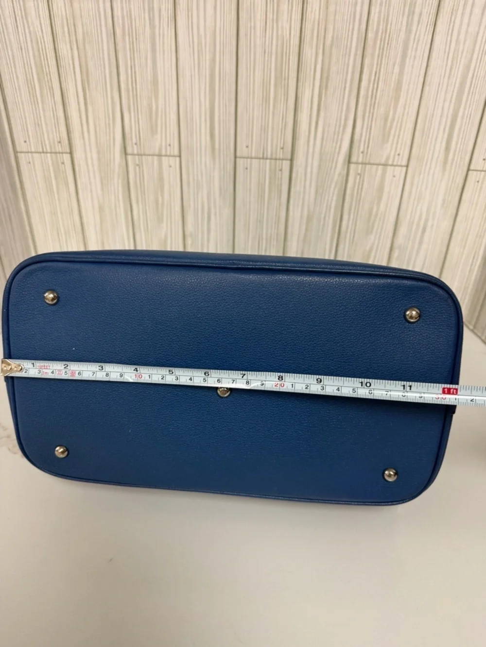 MCM Blue Leather Satchel Bag Gold Hardware Structured Top Handle Purse Dome Bag